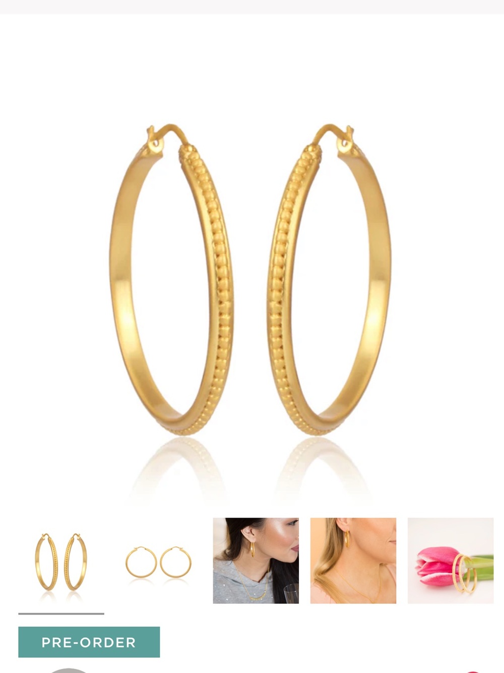 Gold Beaded Edge Hoop Earrings - Women Jewelry